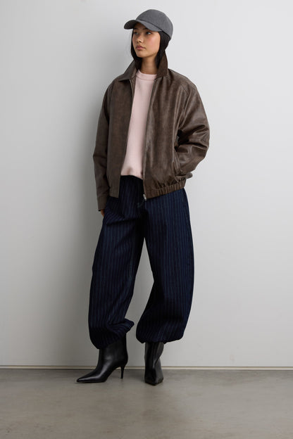 STRIPED BARREL LEG PANT