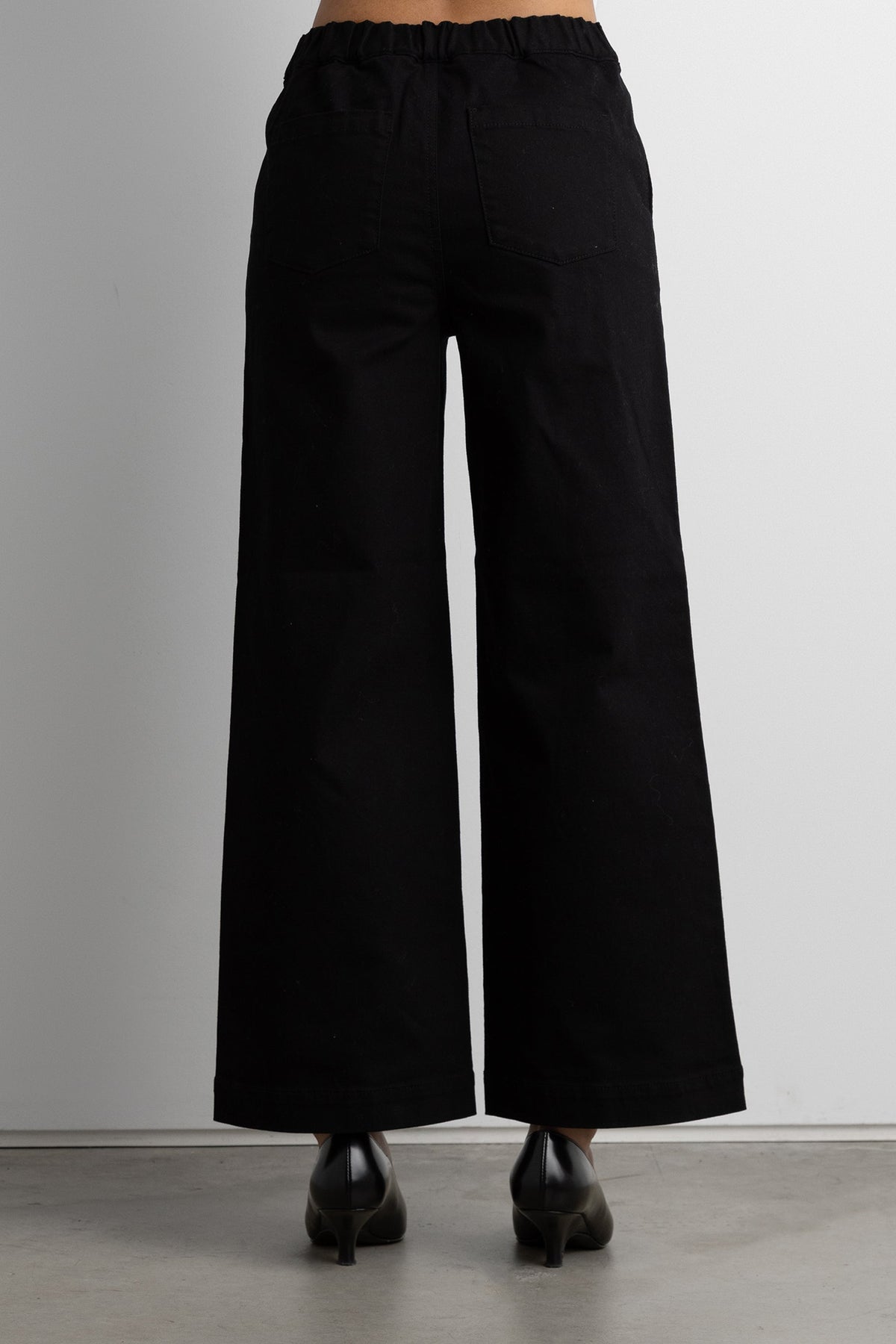 CROPPED LENGTH TWILL WIDE LEG PANT