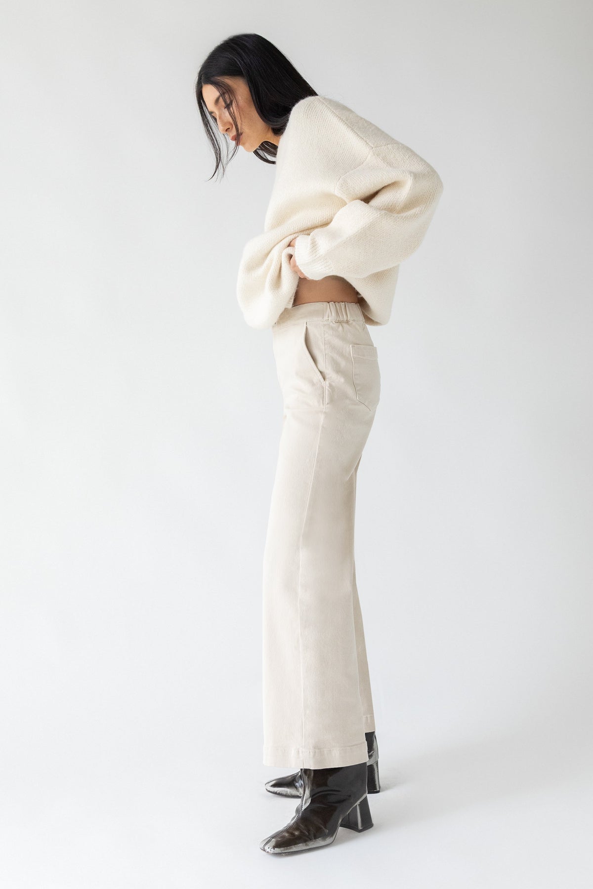 LONG LENGTH TWILL WIDE LEG PANT