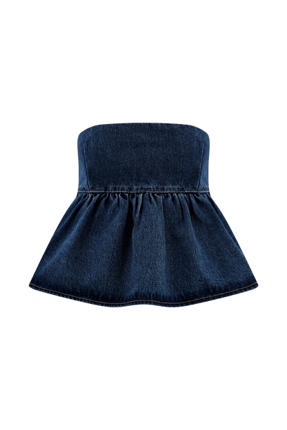 Pauline Strapless Denim Top - 90'S Blue