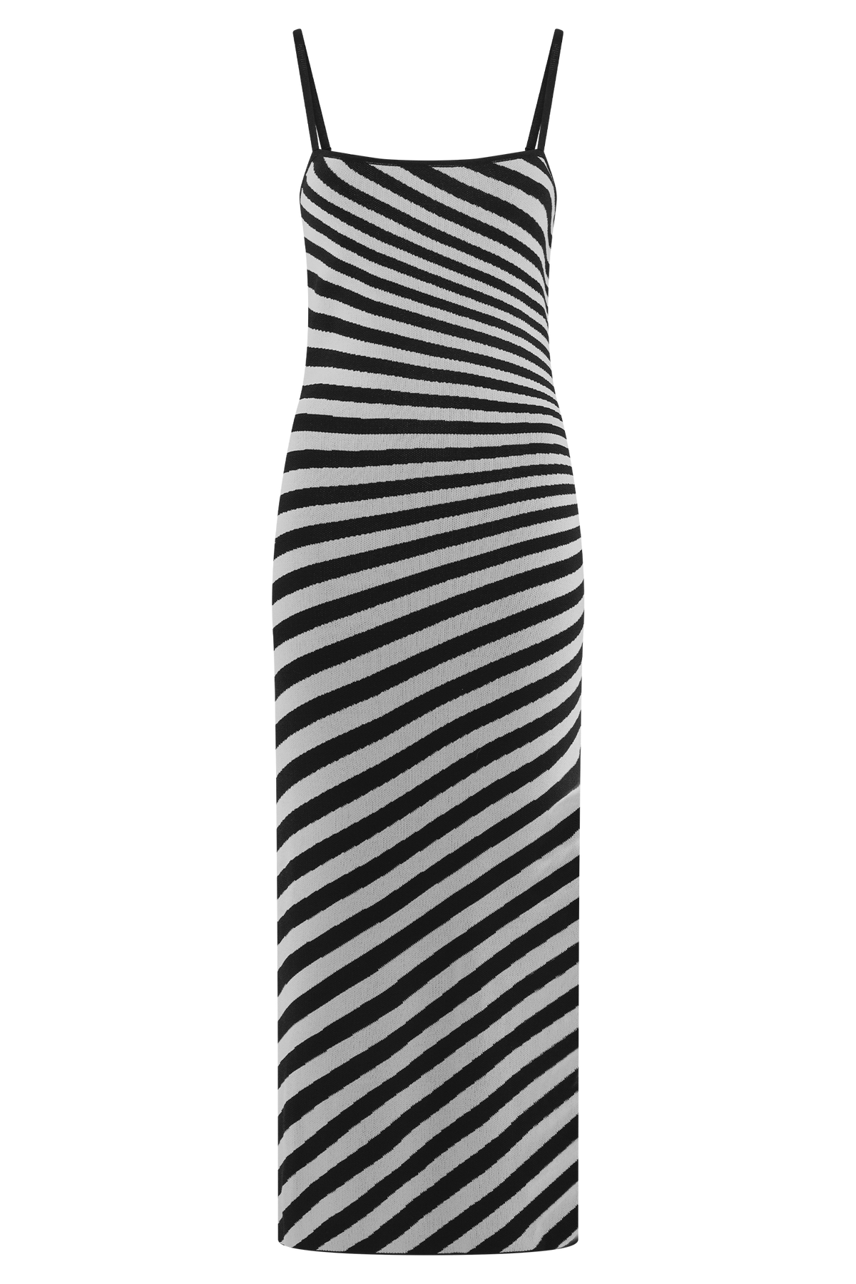 Raven Striped Knit Midi Dress - Black/White