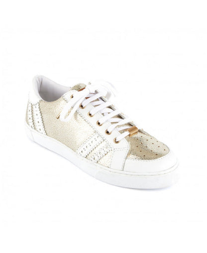 Suzie Lace-Up Sneakers - Gold White