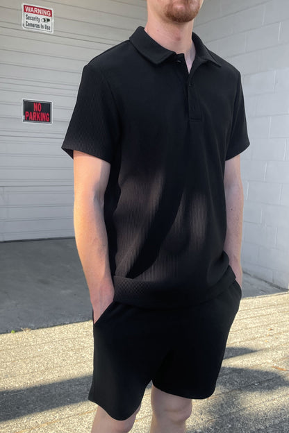 RIBBED ELASTIC WAIST SHORT