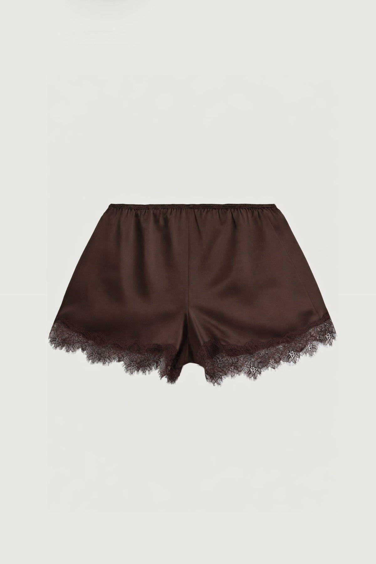 SATIN SHORT WITH LACE HEM