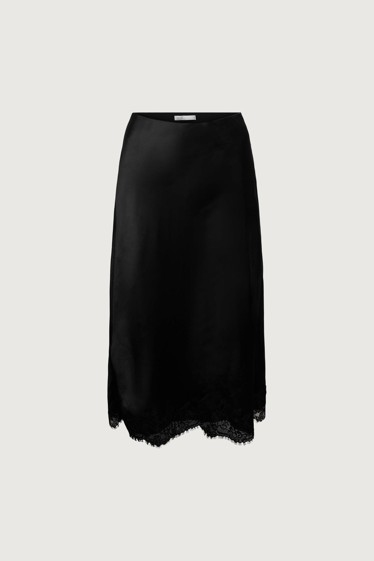LACE TRIM SATIN MIDI SKIRT