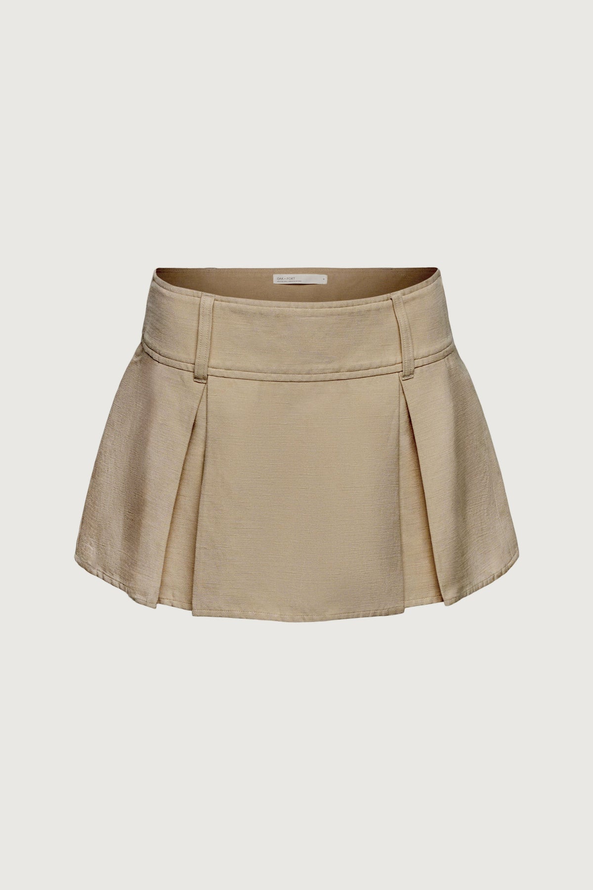LINEN BLEND PLEATED MINI SKIRT