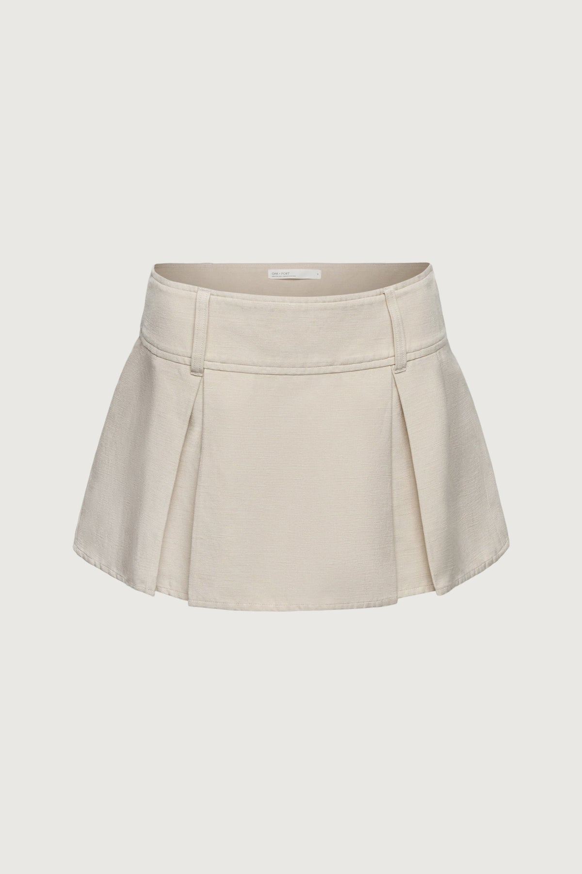 LINEN BLEND PLEATED MINI SKIRT