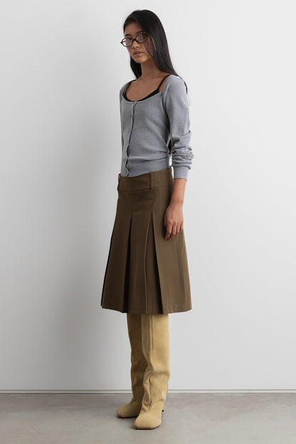 PLEATED MIDI A-LINE SKIRT