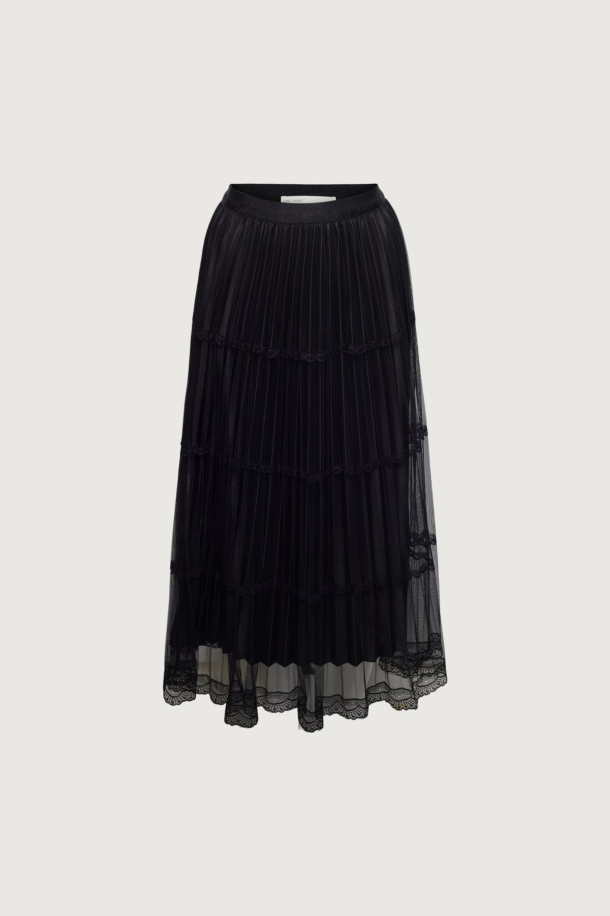 SHEER LACE TIERED MAXI SKIRT