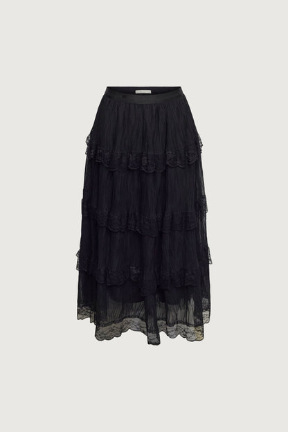 TIERED RUFFLE MAXI SKIRT
