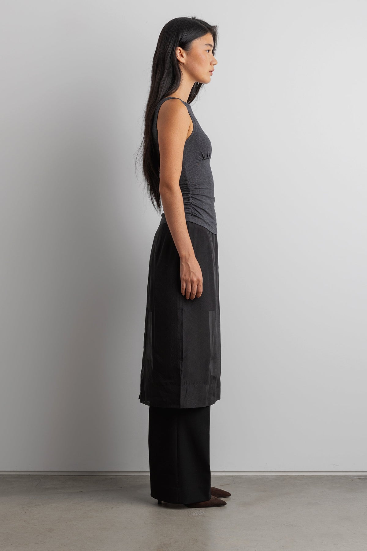 SHEER ORGANZA MIDI SKIRT