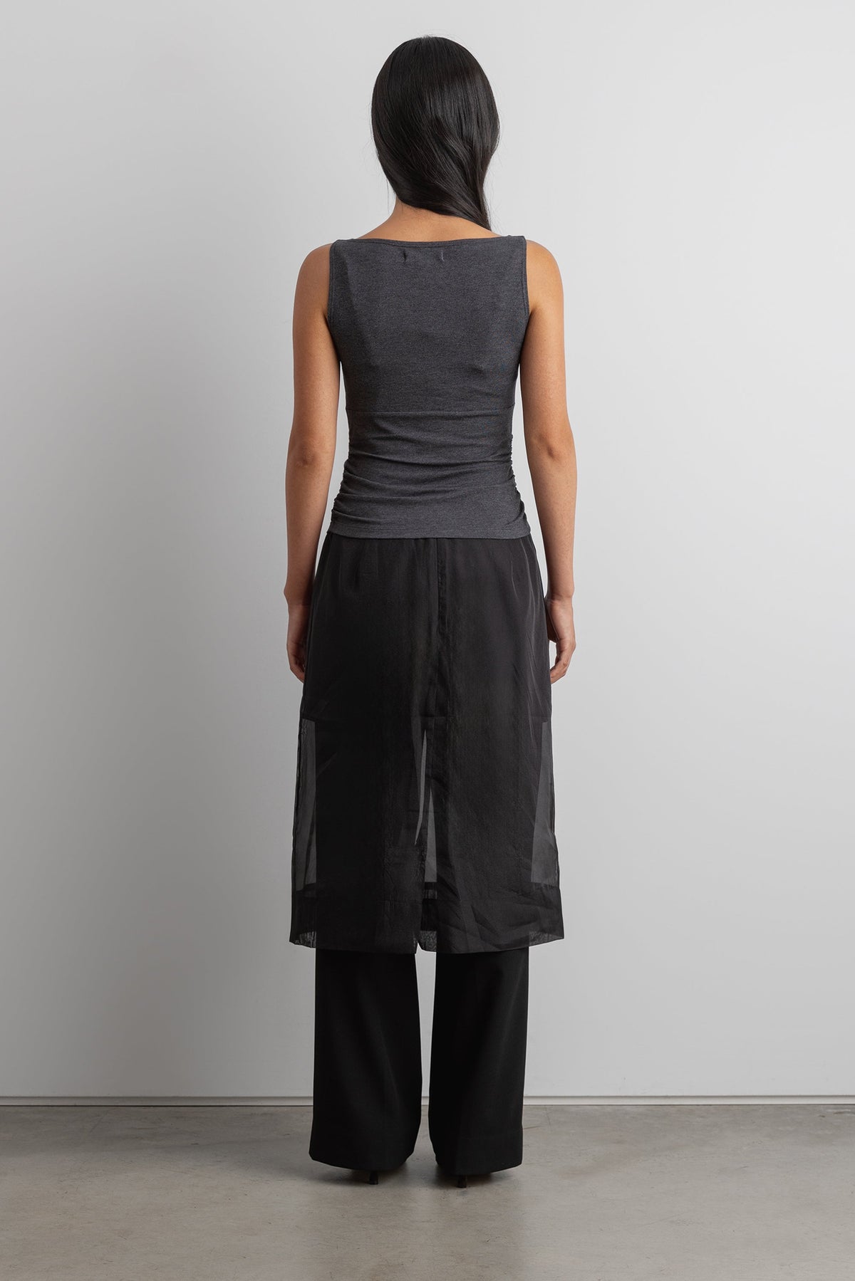 SHEER ORGANZA MIDI SKIRT