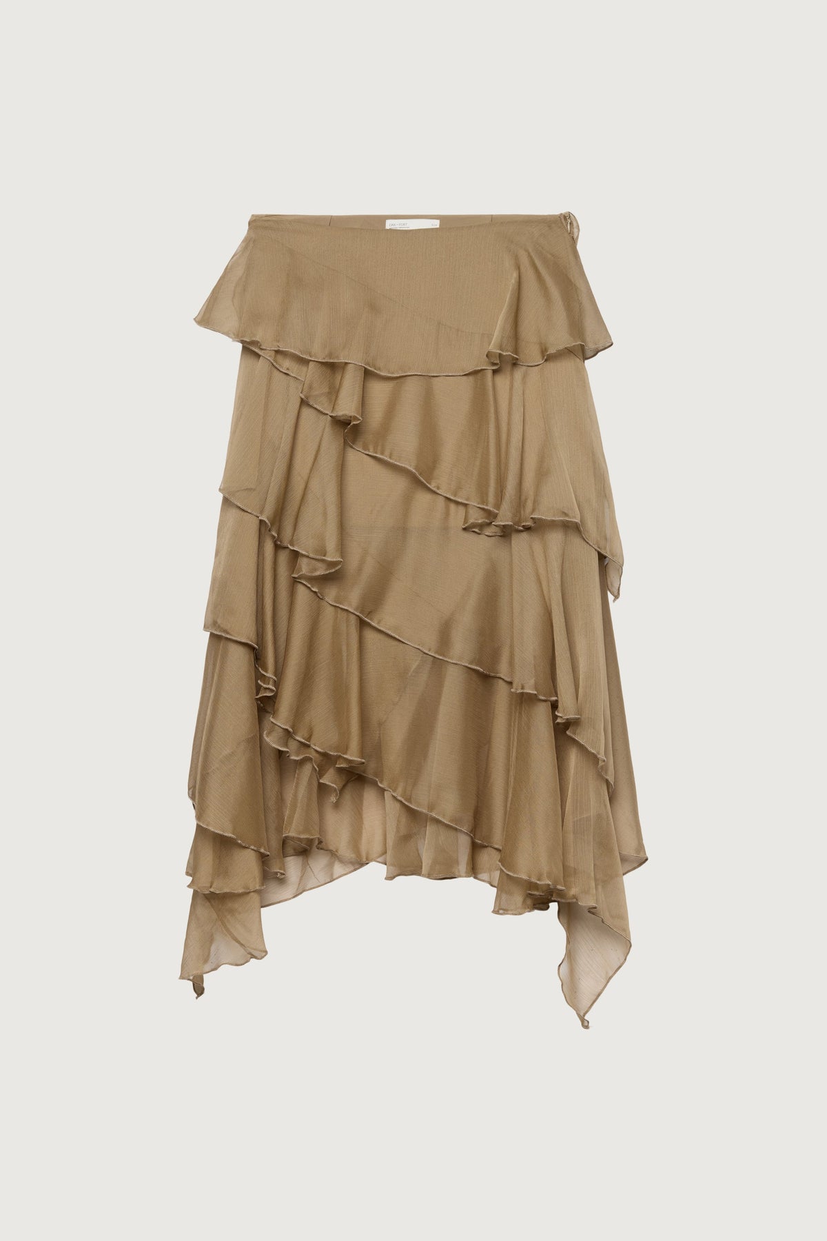RUFFLED ASYMMETRICAL MAXI SKIRT