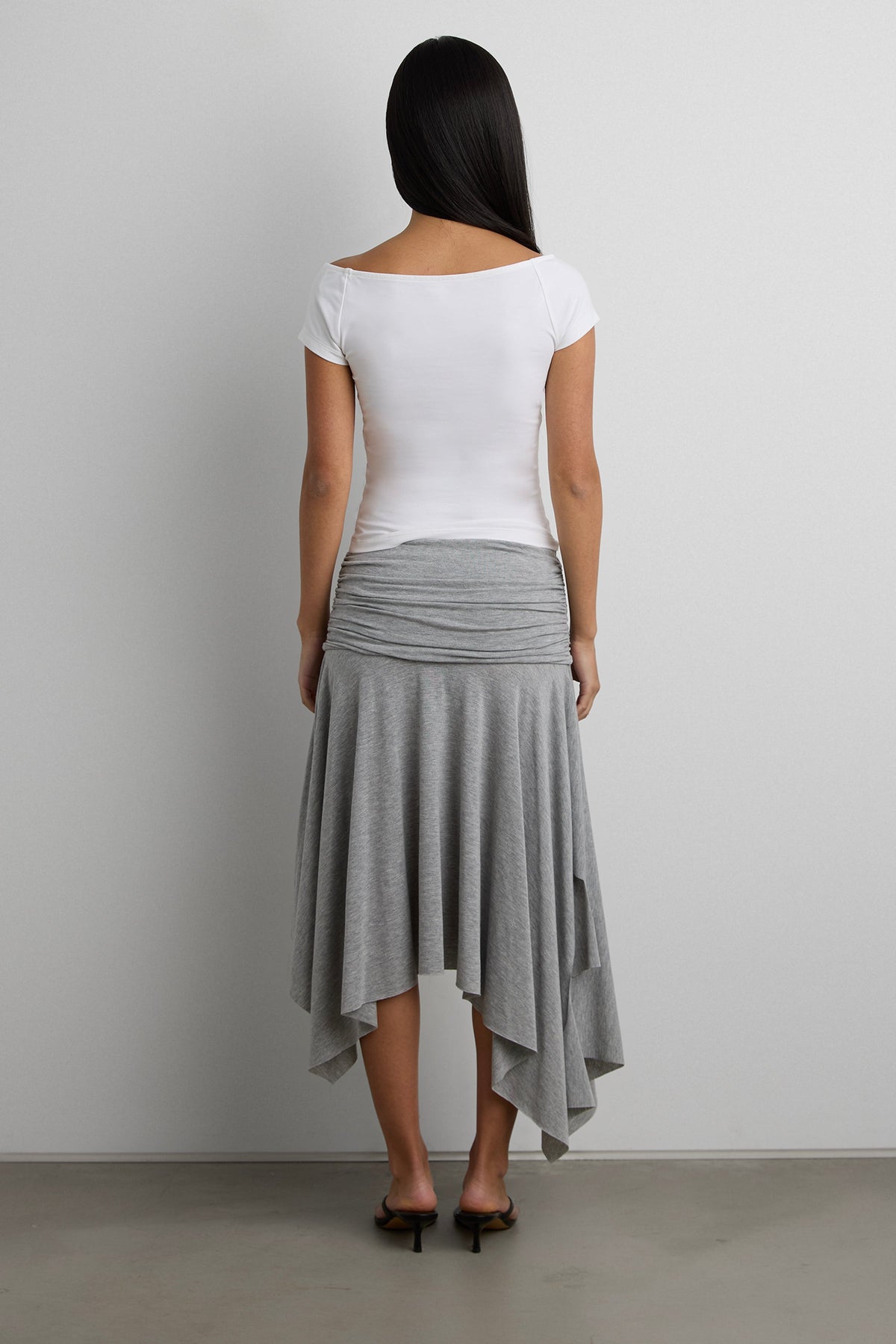 JERSEY MIDI SKIRT WITH SIDE RUCHING