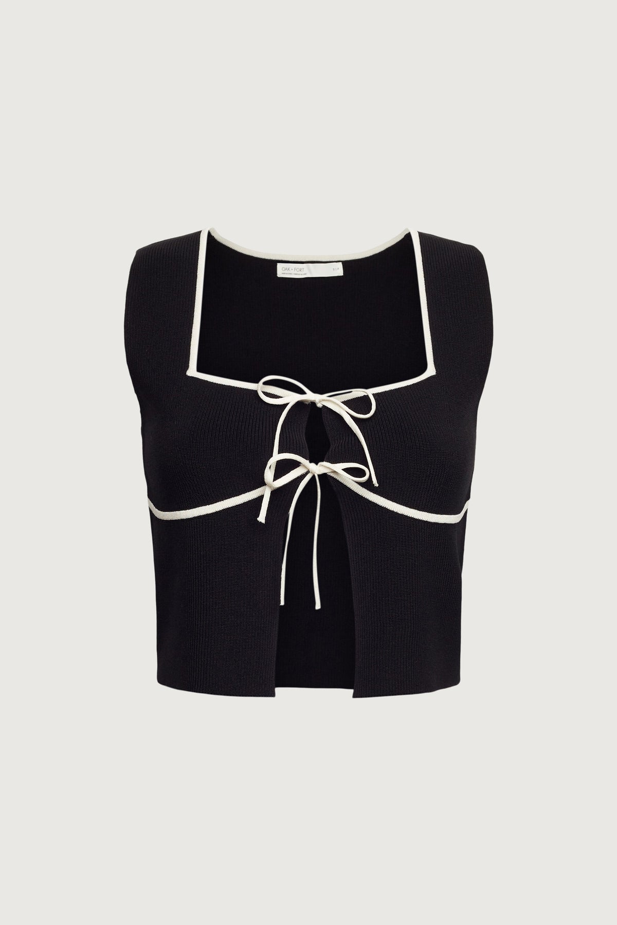 SQUARE NECK TIE FRONT KNIT TANK TOP