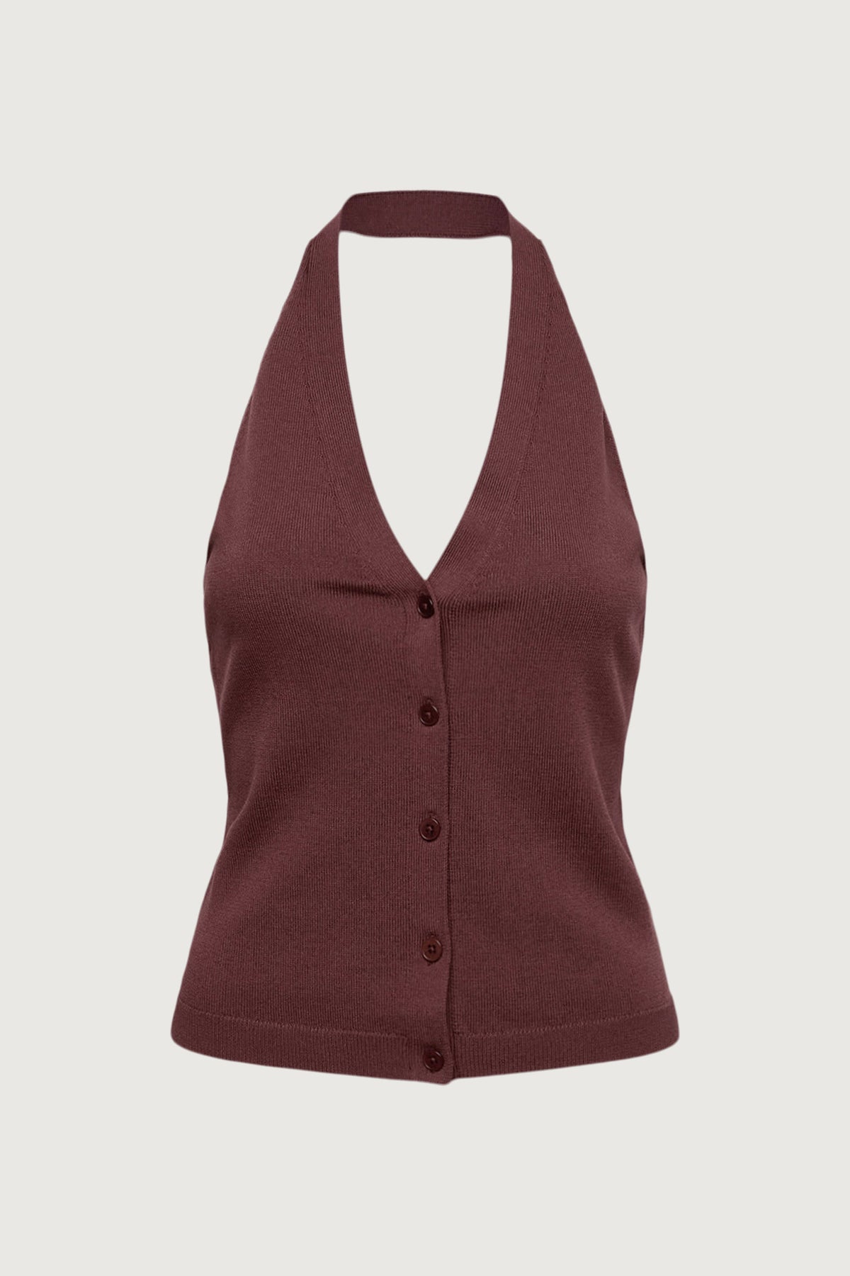 KNIT HALTER BUTTON FRONT TANK