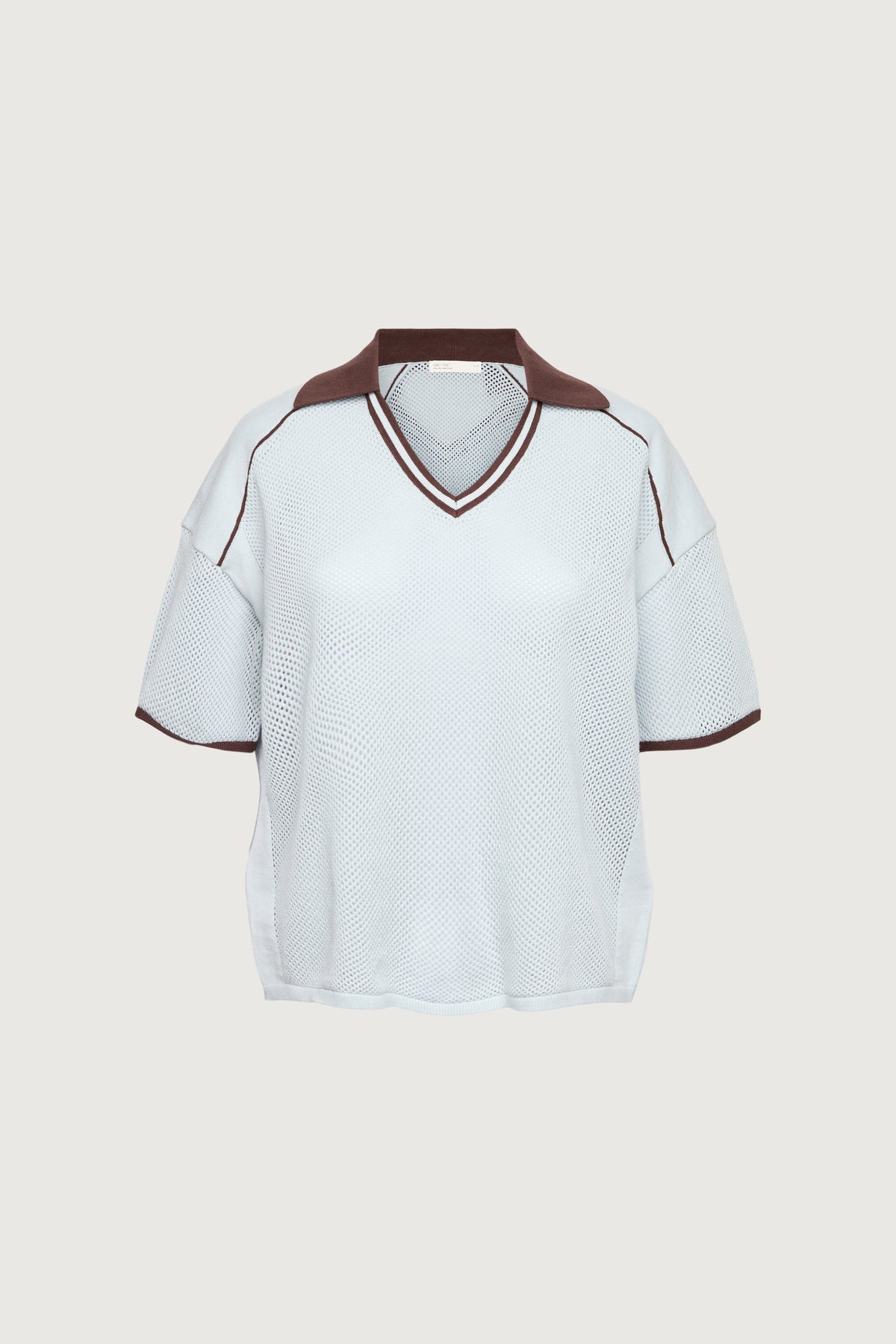 V-NECK MESH CROCHET POLO