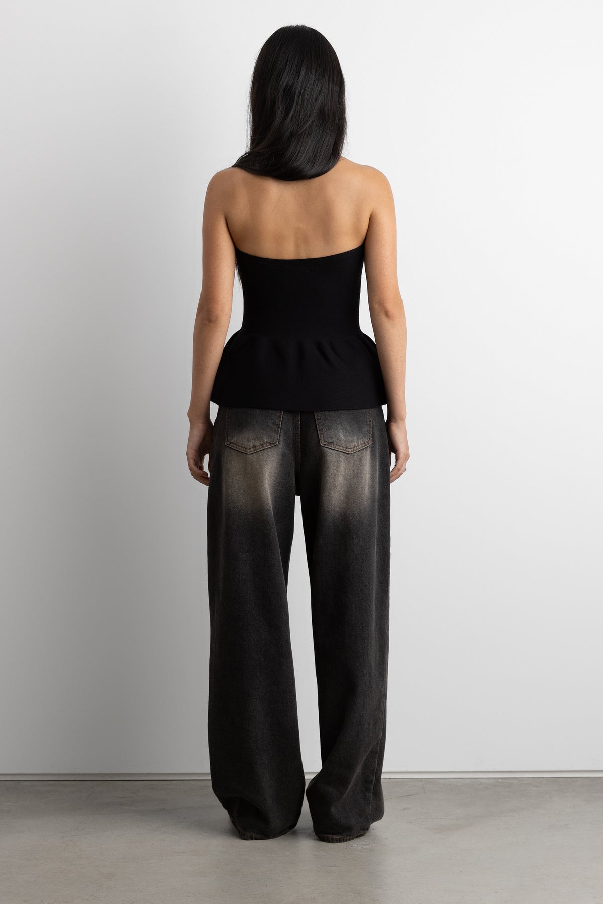 KNIT PEPLUM TUBE TOP