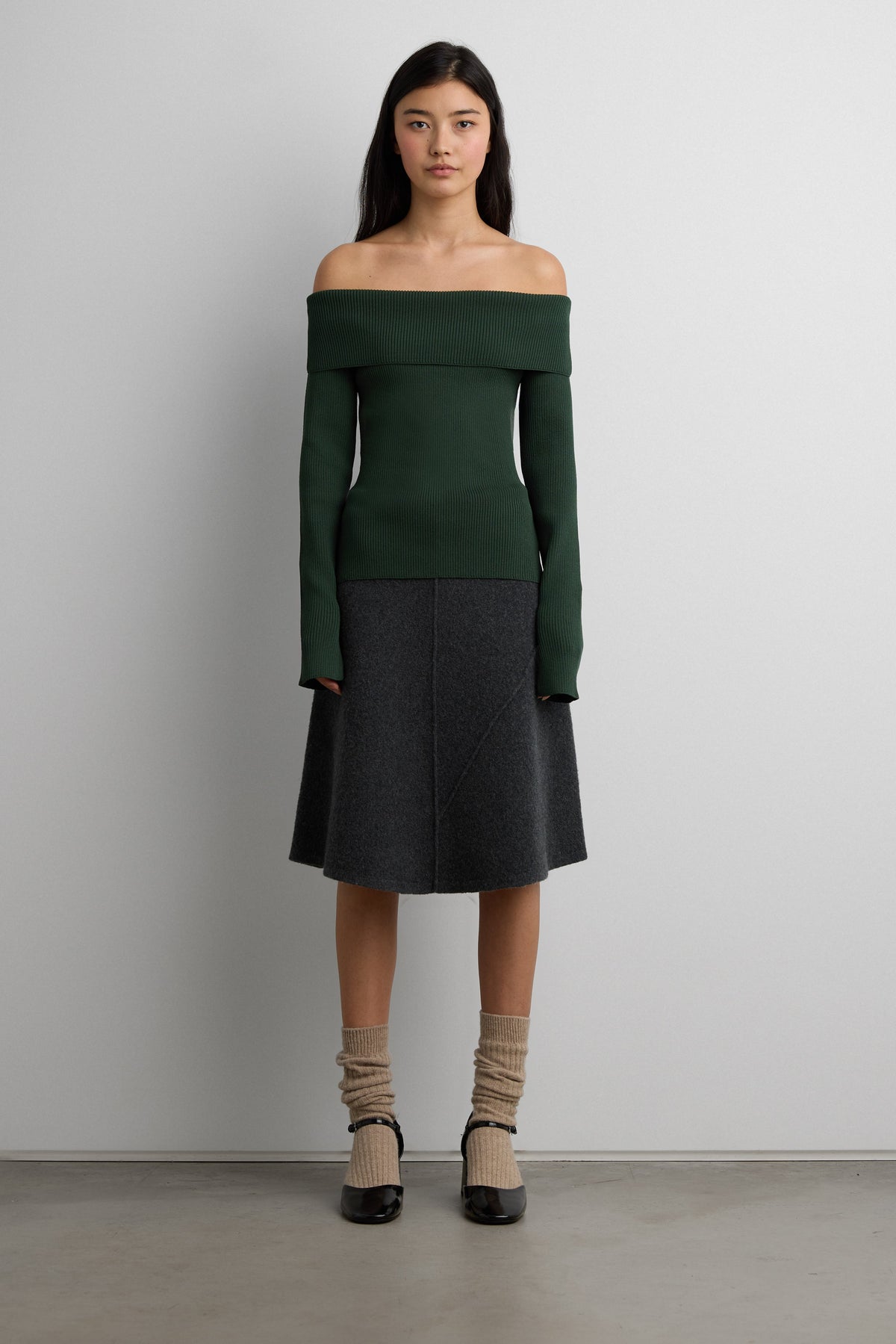 RIBBED OFF THE SHOULDER SWEATER