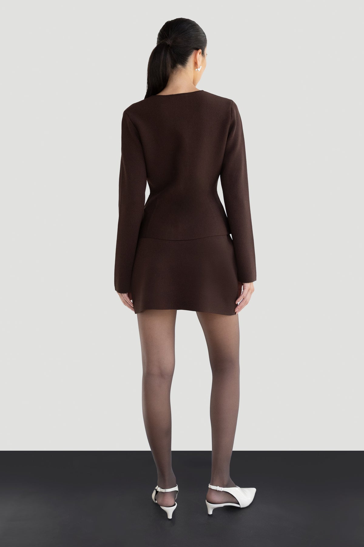 BUTTON FRONT PEPLUM SWEATER