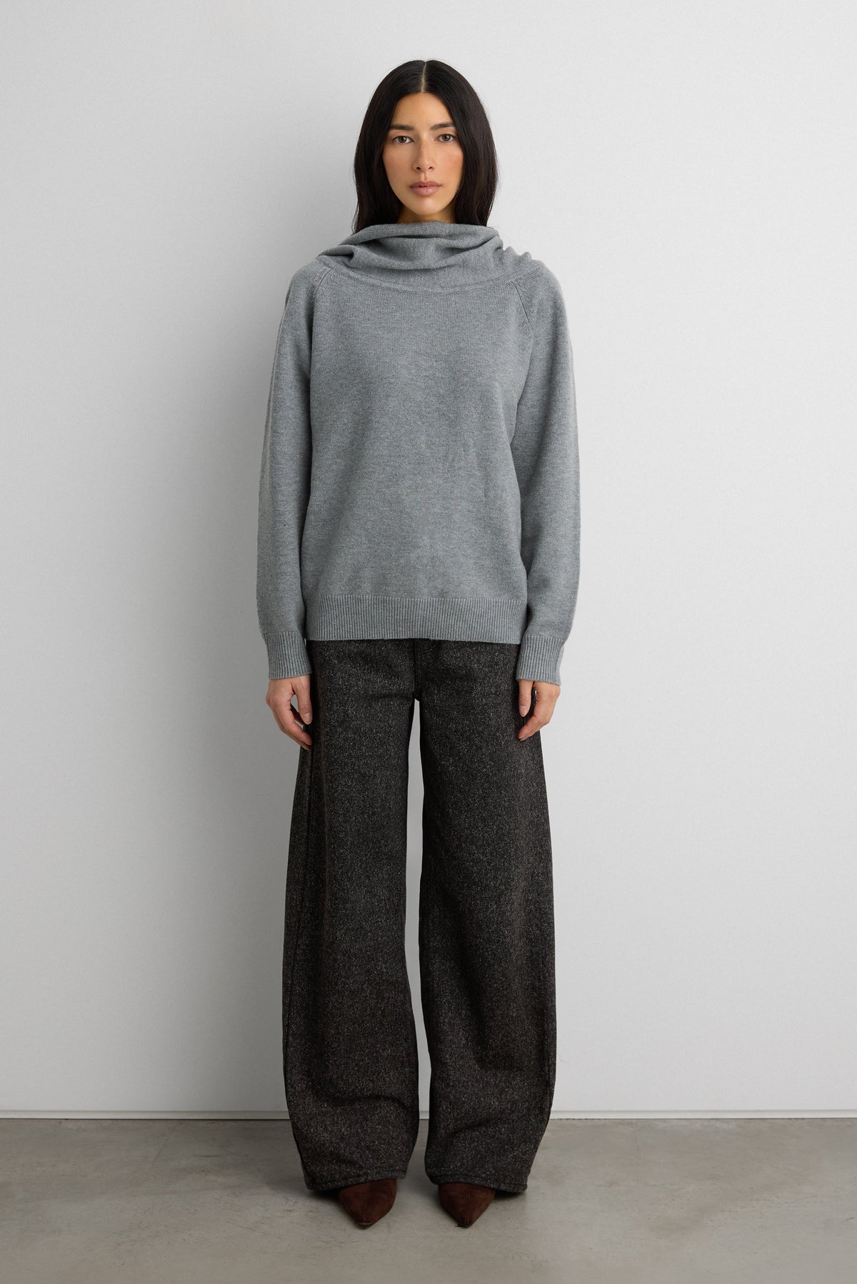 OFF THE SHOULDER SLOUCHY SWEATER HOODIE