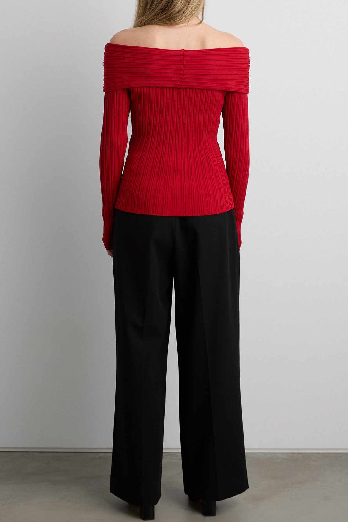 RIBBED OFF THE SHOULDER SWEATER