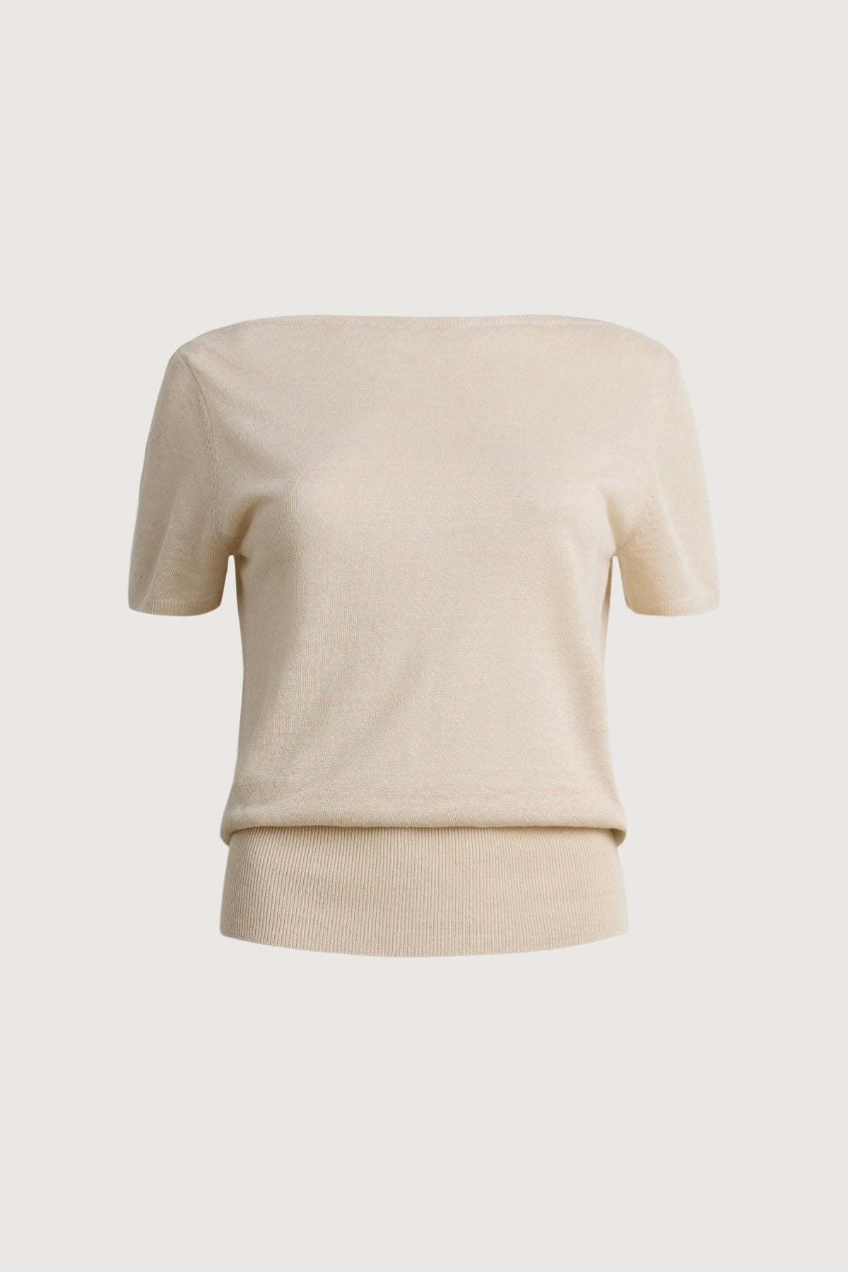 LINEN BLEND SHORT SLEEVE SWEATER