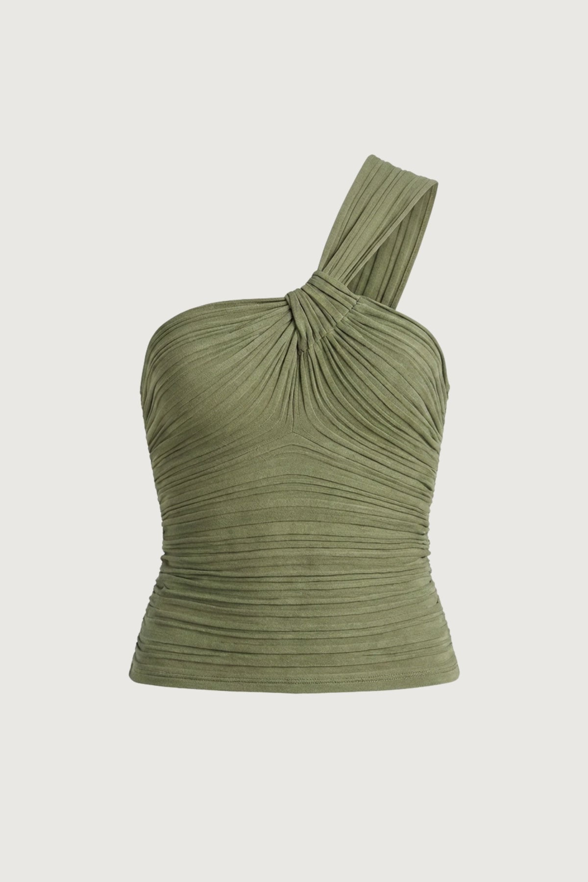 KNIT ONE SHOULDER TWIST FRONT TANK