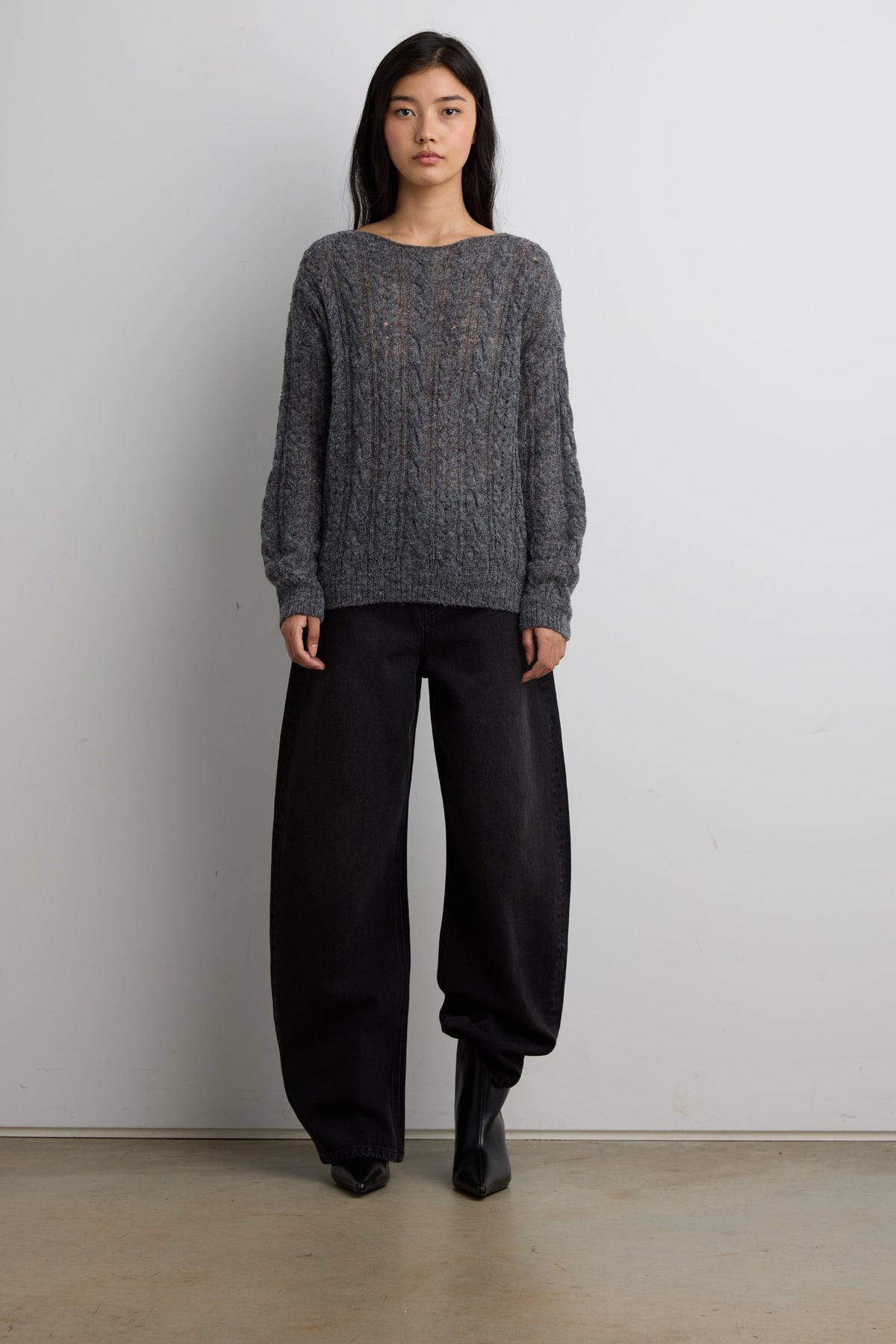 WOOL-BLEND CABLE KNIT SWEATER