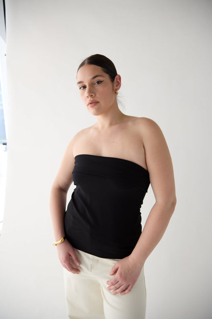 TUBE TOP WITH FOLD-OVER DETAIL