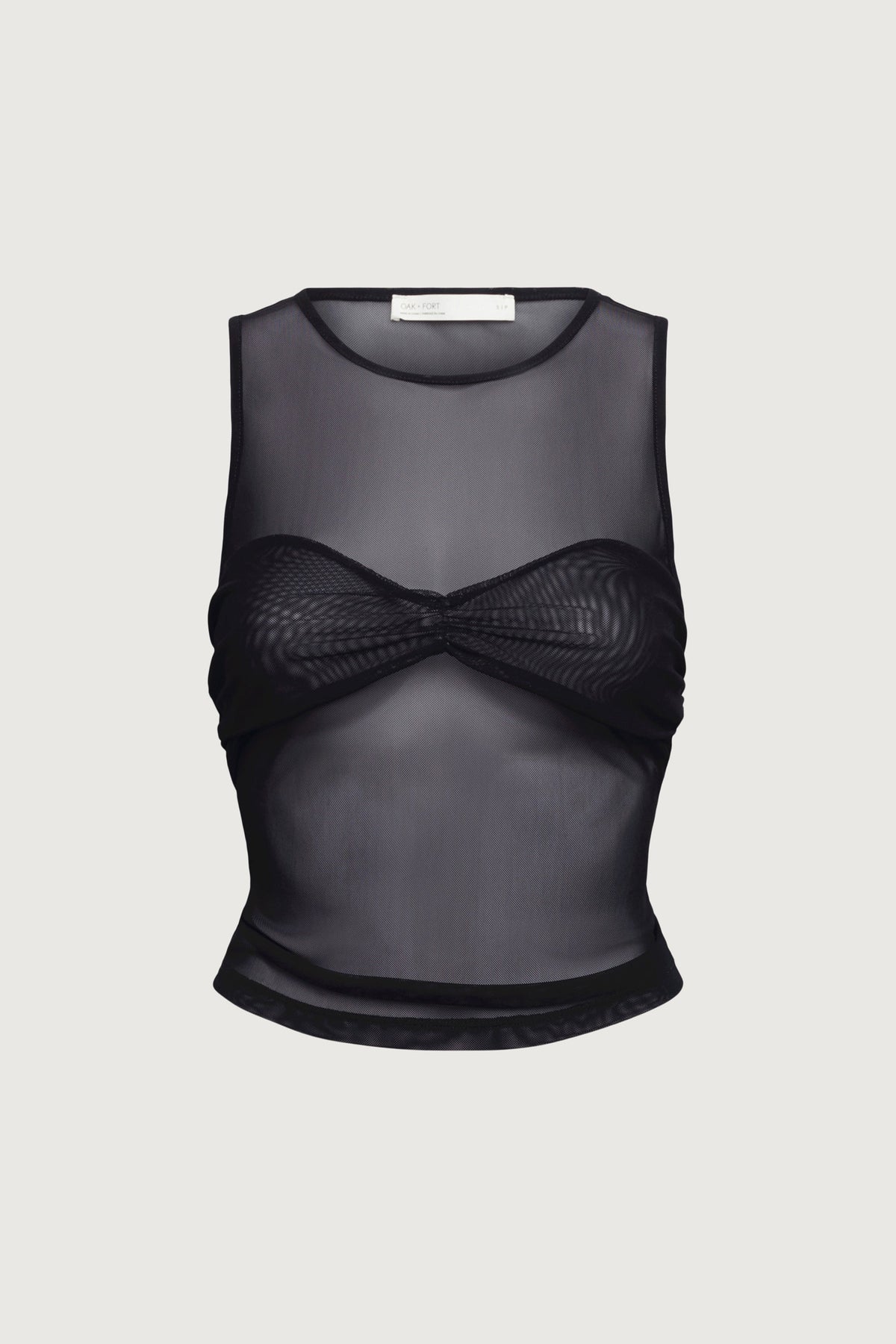 MESH TANK TOP WITH RUCHED BRALETTE