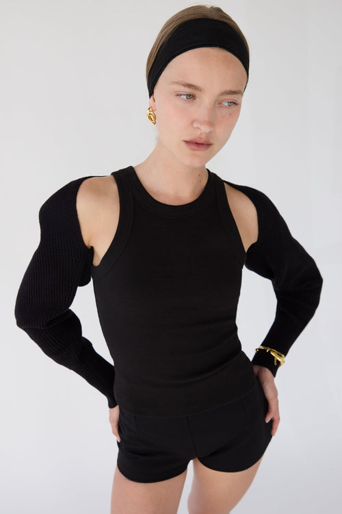 RIBBED HIGH NECK TANK TOP