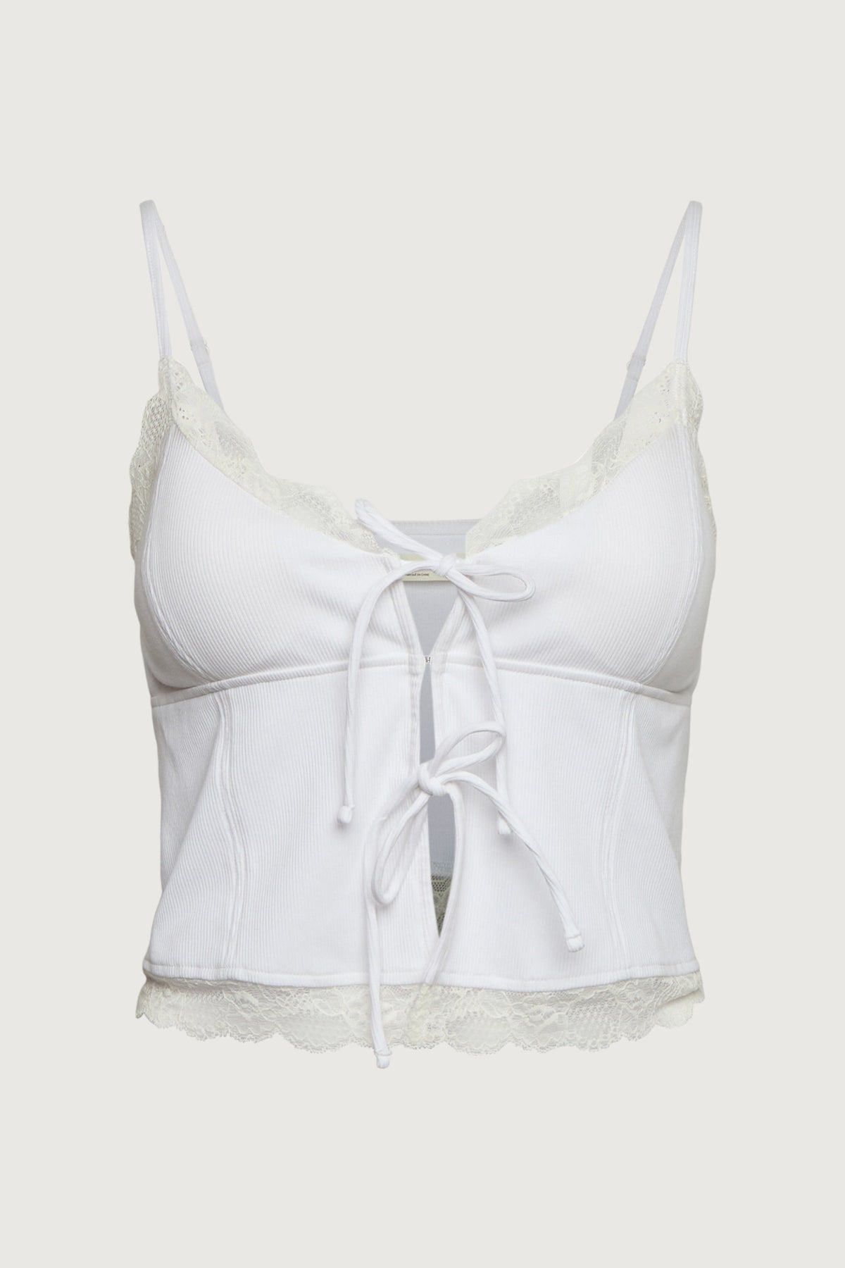 TIE FRONT LACE TRIM TANK CAMISOLE