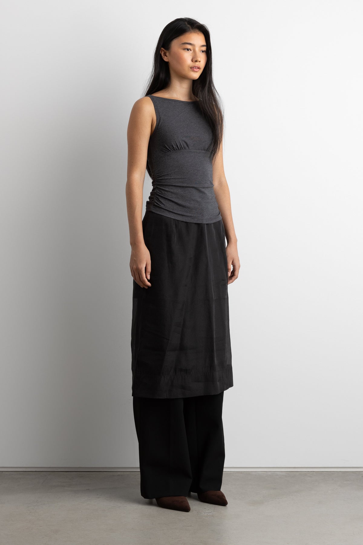 RUCHED HIGH NECK TANK TOP