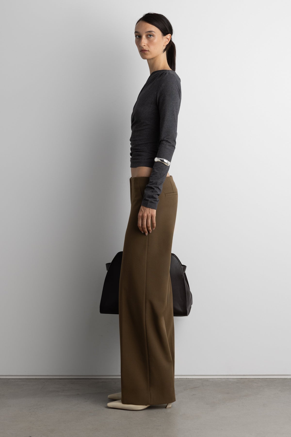 RUCHED ASYMMETRICAL LONG SLEEVE TOP