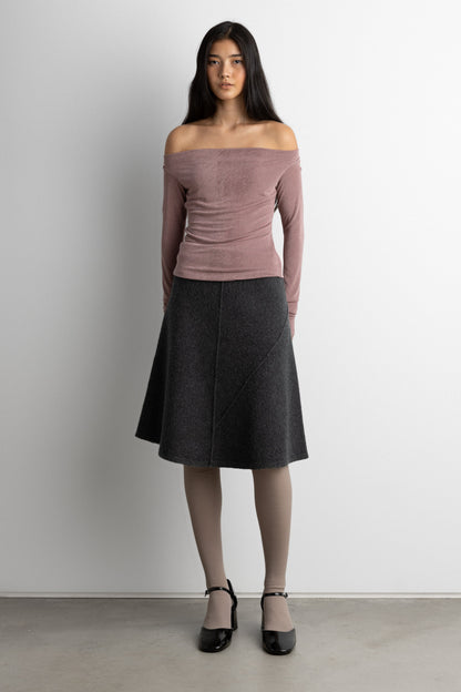 FITTED OFF THE SHOULDER LONG SLEEVE TOP