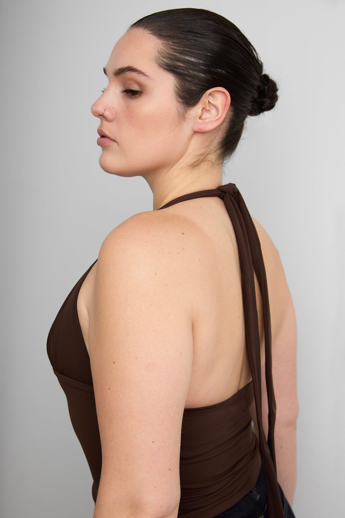 DEEP NECKLINE HALTER NECK TOP