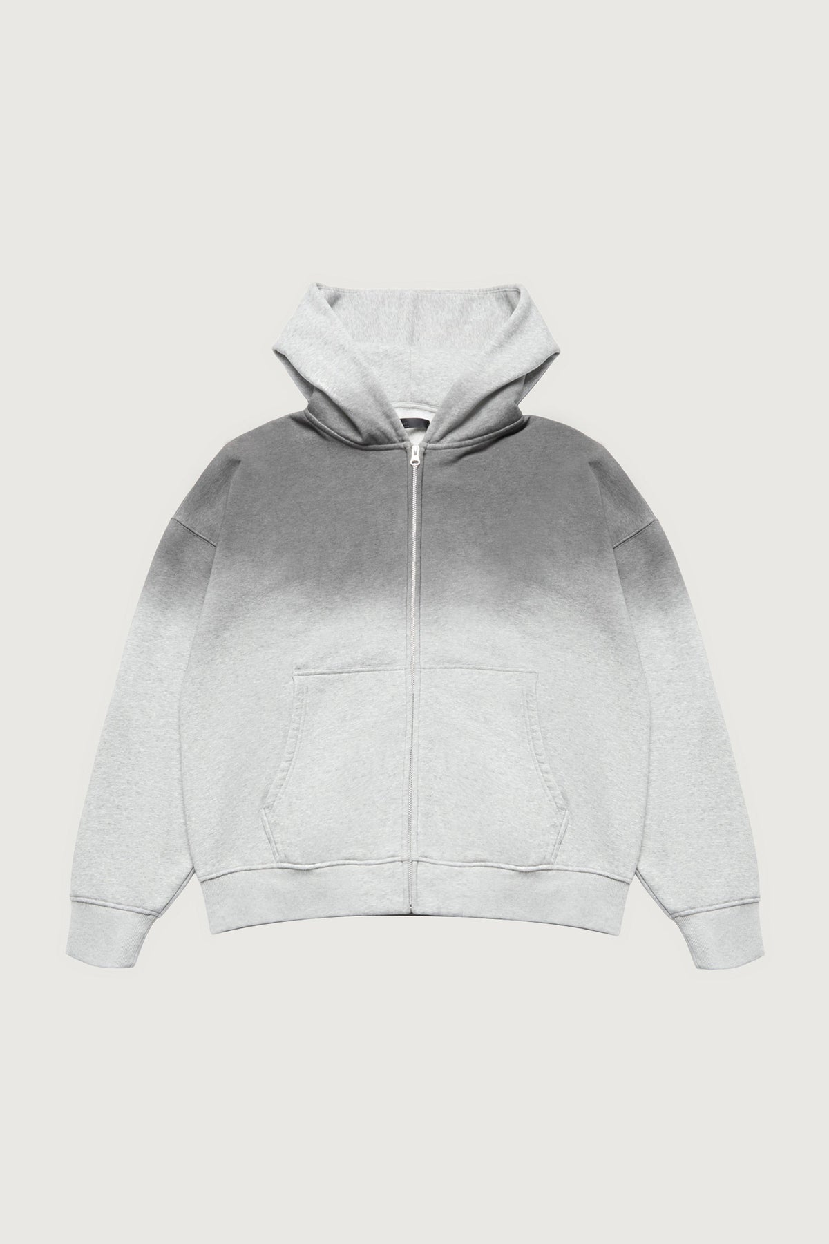 OVERSIZED BOXY OMBRE EFFECT ZIP UP HOODIE