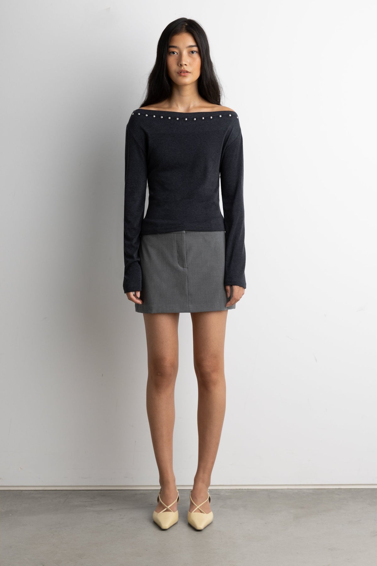 STUD DETAIL OFF THE SHOULDER TOP