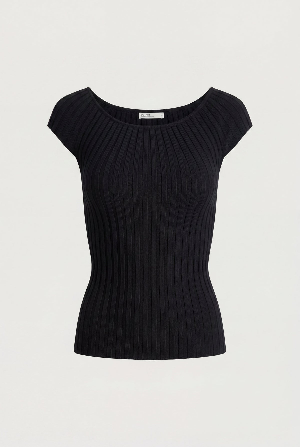 TEXTURED RIBBED KNIT CAP SLEEVE TOP