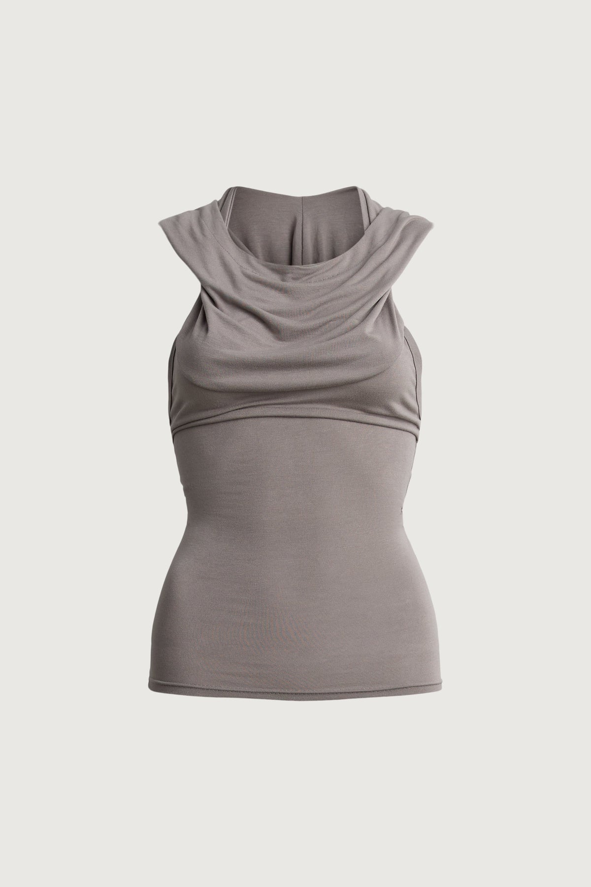 DRAPED COWL NECK SLEEVELESS TOP