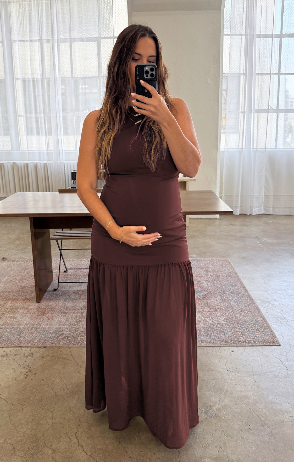 Aria Maxi Dress ~ Chocolate Stretch Chiffon