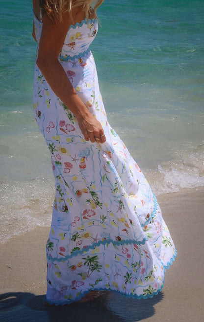 Getaway Maxi Dress ~ Seaside Treasures Blue Scallop