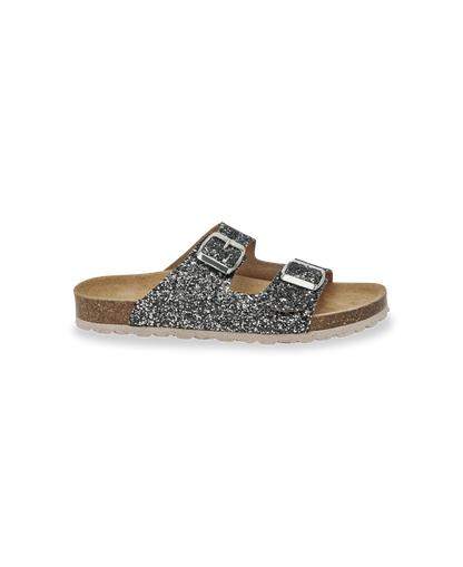 Zayette Mules - Black Silver Glitter