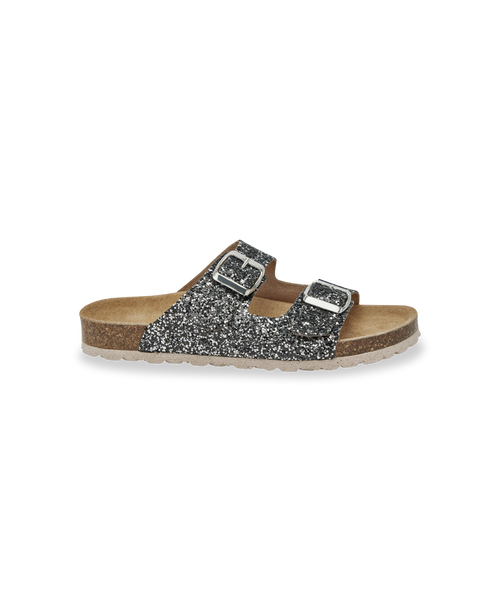 Zayette Mules - Black Silver Glitter