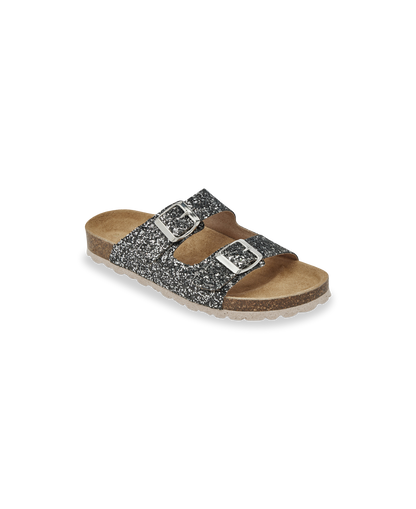 Zayette Mules - Black Silver Glitter