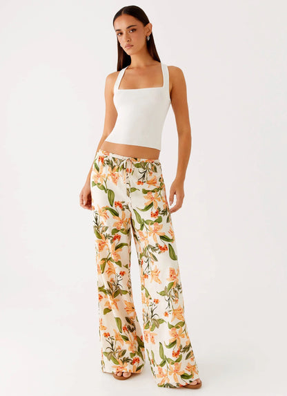 Dalida Linen Pants Floral Print