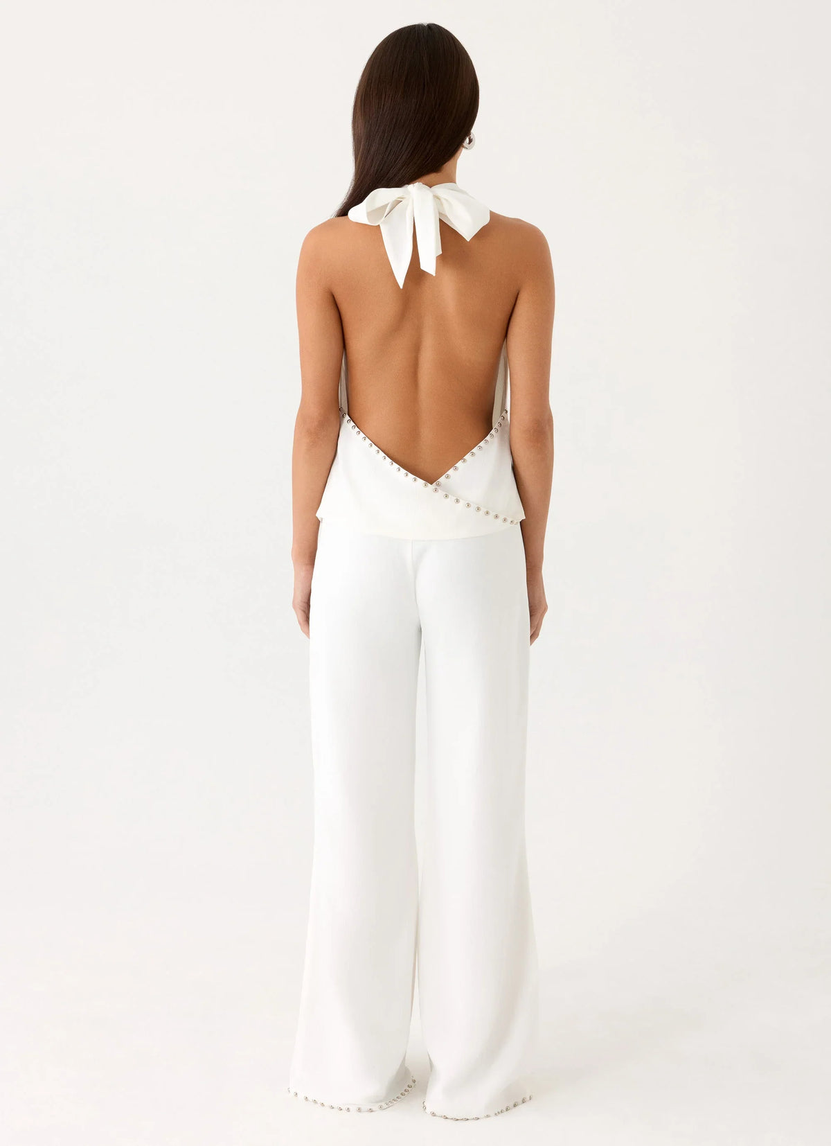 Ashika Studded Pants - White