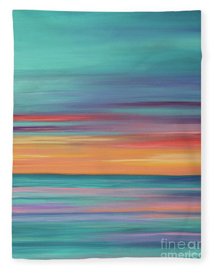 Abundance blue and orange ocean sunset - Blanket
