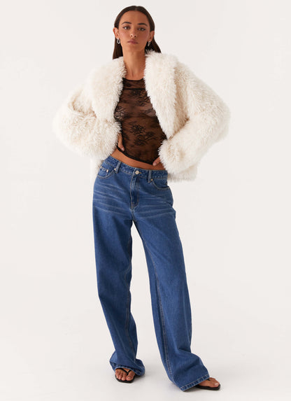 Denver Oversized Fur Jacket Ivory